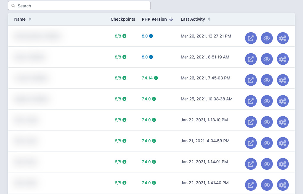 Monitoring des versions de PHP